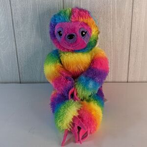 Build A Bear Colorful Striped Sloth Hook Loop Hands Feet NWT Pride
